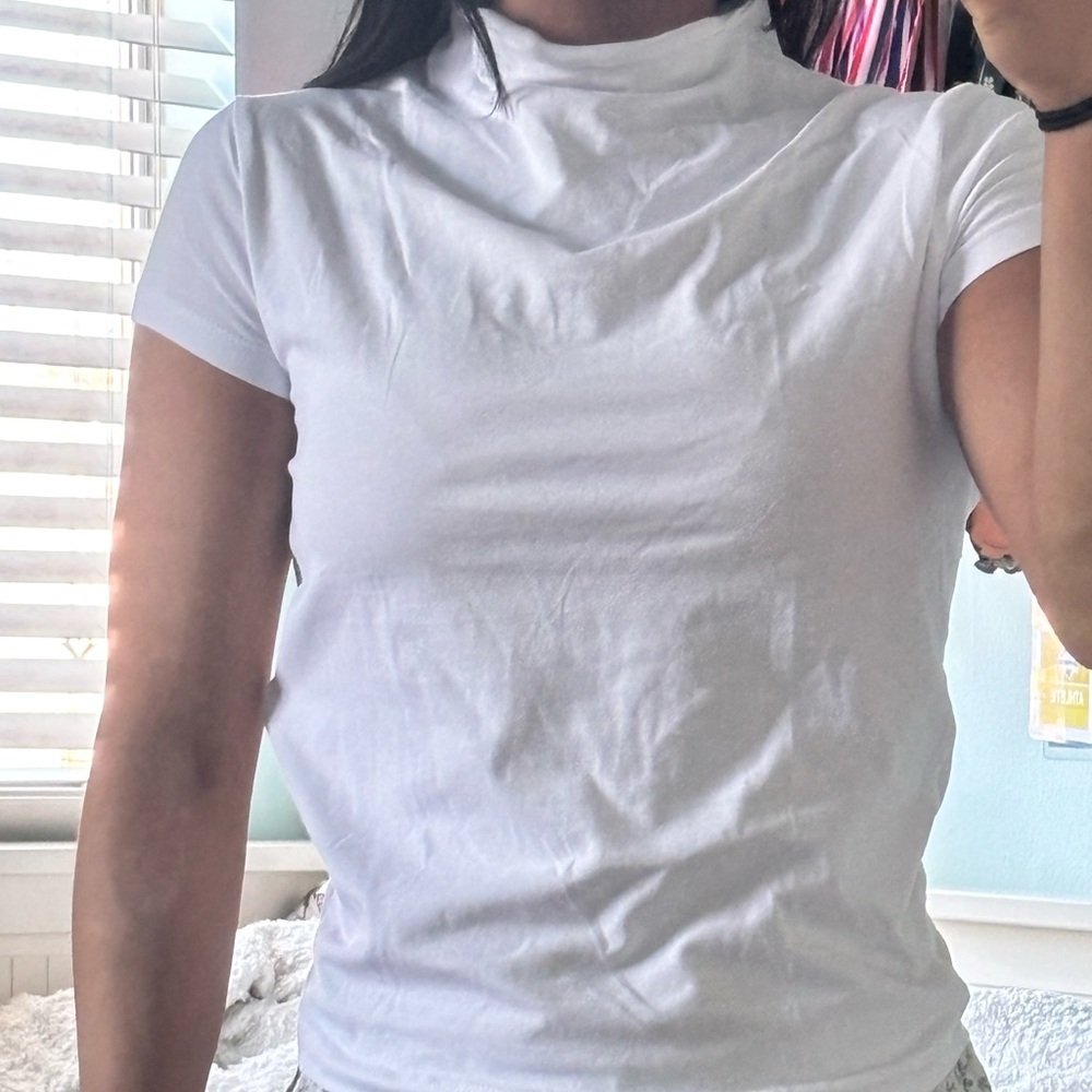Classic Zara High Neck White Women's Top